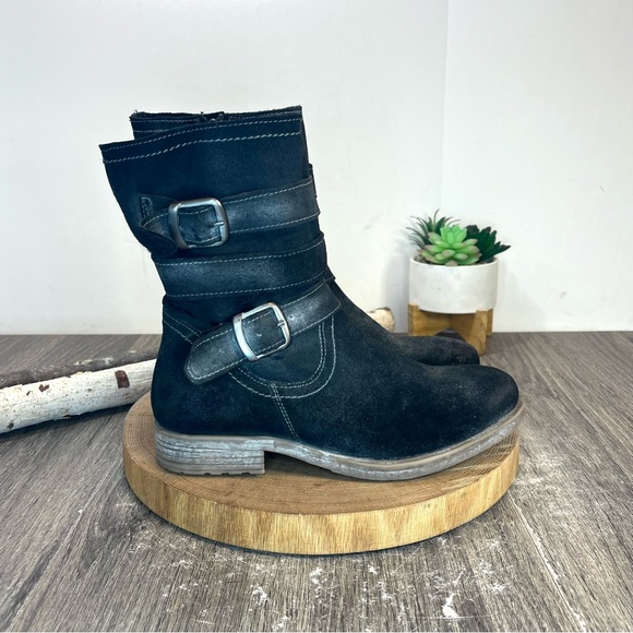 *🎉HP🎉 Roan by BED|STU | Lola Distressed Suede Moto Boots in Black 8.5 - Picture 3 of 16